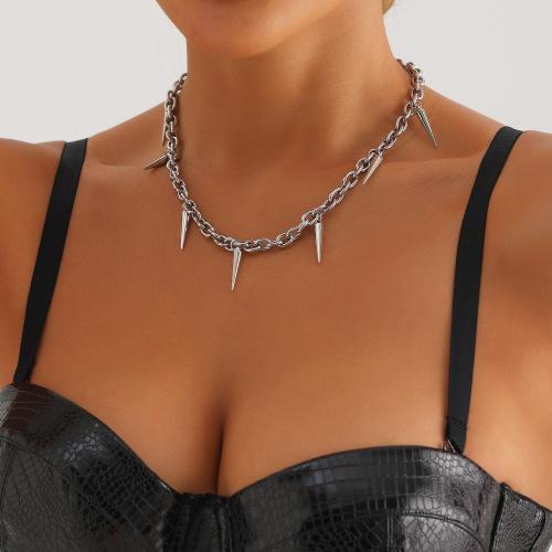 Collier de bijoux en alliage de zinc, Placage de couleur argentée, pour femme, protéger l'environnement, sans nickel, plomb et cadmium, Vendu par PC