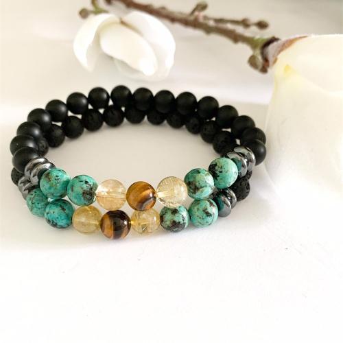 Gemstone Armbånd, Natursten, med Glas, mode smykker, blandede farver, Solgt af PC