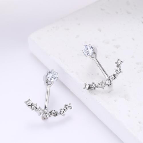 Sinc Alloy Earring Graí, le Crystal, jewelry faisin & do bhean, airgid, 19x19mm, Díolta De réir Péire