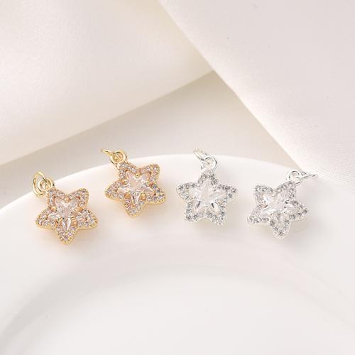 Cubic Zirconia Micro Pave Brass Pendant Star plated DIY & micro pave cubic zirconia 12mm Sold By PC