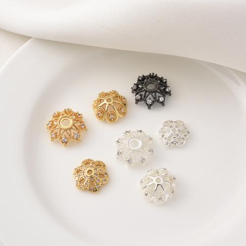 Messing Bead Cap, forgyldt, du kan DIY & forskellig størrelse for valg & forskellige stilarter for valg & Micro Pave cubic zirconia, flere farver til valg, Solgt af PC