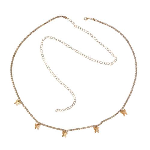 Bijoux chaîne de corps, alliage de zinc, styles différents pour le choix & pour femme & avec strass, plus de couleurs à choisir, Longueur 100 cm, Vendu par PC