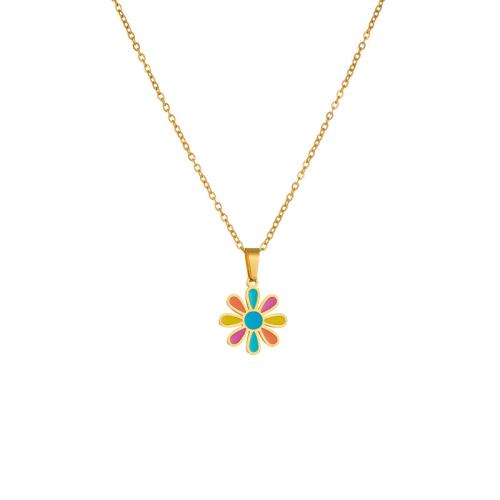 Collier d'acier titane, avec 5cm chaînes de rallonge, Placage, styles différents pour le choix & pour femme & émail, multicolore, Longueur 40 cm, Vendu par PC