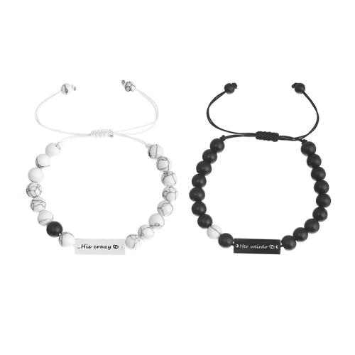 Bijoux bracelet en acier inoxydable, Acier inoxydable 304, avec Magnésite & Abrazine Stone & corde en nylon, unisexe & styles différents pour le choix, plus de couleurs à choisir, Vendu par PC