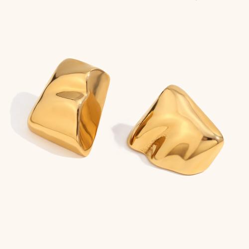 Roestvrij staal Stud Earrings, 304 roestvrij staal, 18K verguld, mode sieraden & voor vrouw, gouden, 24.60x20.80mm, Verkocht door pair