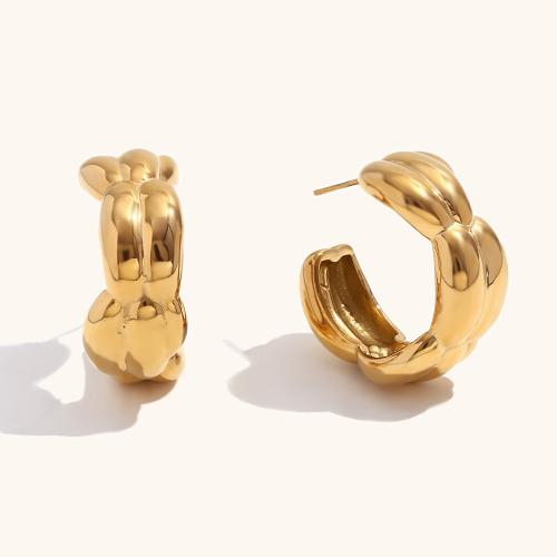 Stainless Steel Stud Earrings 304 Stainless Steel 18K gold plated fashion jewelry & for woman golden Sold By Pair