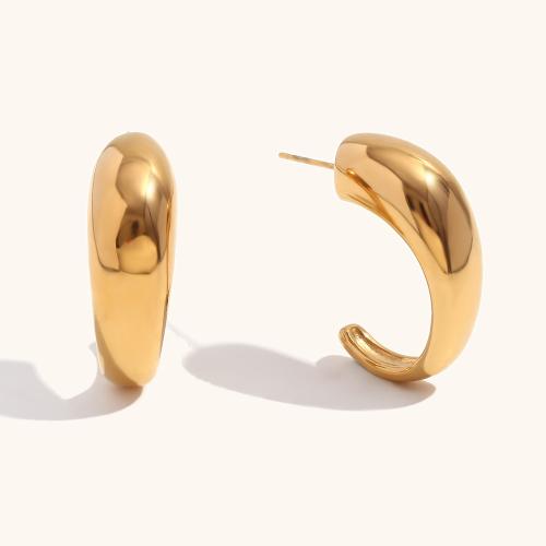 Stainless Steel Stud Earrings 304 Stainless Steel 18K gold plated fashion jewelry & for woman golden Sold By Pair