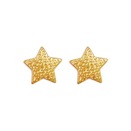 Rostfritt stål Stud Örhängen, 304 rostfritt stål, Star, mode smycken & för kvinna, gyllene, 14x14mm, Säljs av Par