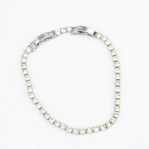 Pulseira Zirconia cúbico, Aço inoxidável 304, banhado, joias de moda & micro pavimento em zircônia cúbica, Mais cores pare escolha, 4mm, comprimento 18.5 cm, vendido por PC