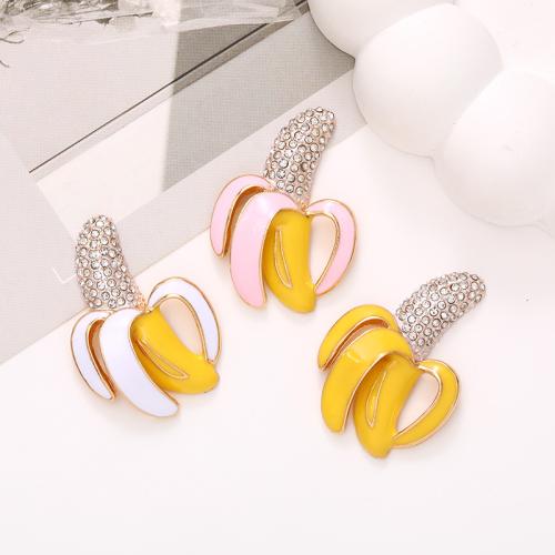 Haarschmuck DIY Ergebnisse, Zinklegierung, Banana, plattiert, Modeschmuck & Emaille & mit Strass, keine, frei von Nickel, Blei & Kadmium, 27x38mm, verkauft von PC