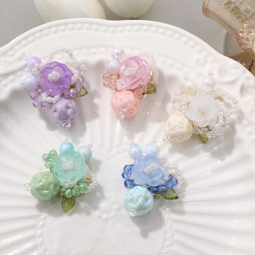 Hair Accessories DIY Findings Seedbead with Glass Flower Sold By PC