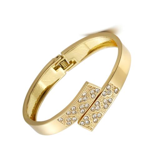 Zinc Alloy Bangle Smykker, forgyldt, Micro Pave cubic zirconia & for kvinde, gylden, Solgt af PC