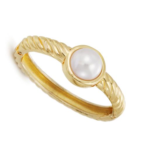 Zinc Alloy Bangle Smykker, med Plastic Pearl, forgyldt, for kvinde, gylden, Solgt af PC