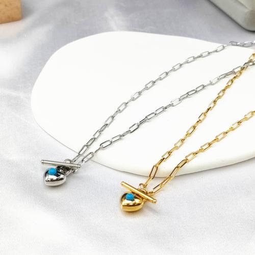 Collier de bijoux en acier inoxydable, Acier inoxydable 316, avec turquoise, Placage, normes différentes pour le choix & pour femme, plus de couleurs à choisir, Vendu par PC