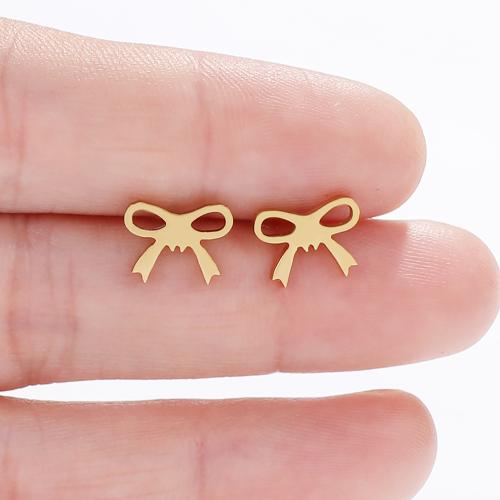 Roestvrij staal Stud Earrings, 304 roestvrij staal, Strik, mode sieraden & voor vrouw, meer kleuren voor de keuze, 10x7.50mm, 12paren/Bag, Verkocht door Bag