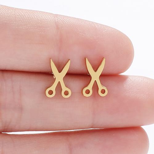 Roestvrij staal Stud Earrings, 304 roestvrij staal, Schaar, mode sieraden & voor vrouw, meer kleuren voor de keuze, 7x10mm, 12paren/Bag, Verkocht door Bag