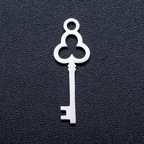 Titanium Steel Pendants Key polished fashion jewelry & DIY & hollow original color Sold By Bag