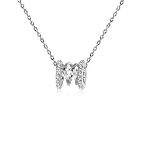 Circón cúbico micr3ofono pavimenta collar de plata esterlina, Plata de ley 925, con 5cm extender cadena, Joyería & micro arcilla de zirconia cúbica & para mujer, más colores para la opción, longitud aproximado 40 cm, Vendido por UD