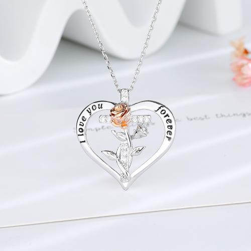 Cubic Zircon Micro Pave Brass Necklace Heart fashion jewelry & micro pave cubic zirconia & for woman Length Approx 45 cm Sold By PC