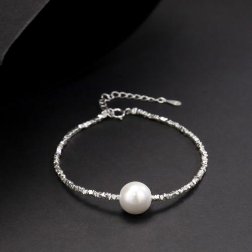 925 Sterling Silver Bracelet, le Shell Pearl, jewelry faisin & do bhean, Fad Thart 21 cm, Díolta De réir PC