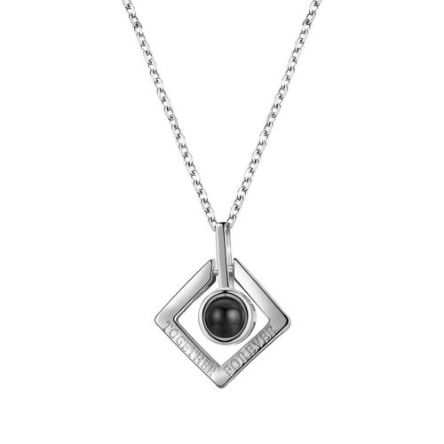 Argent sterling 925 collier, bijoux de mode & unisexe & pavé de micro zircon, plus de couleurs à choisir, Longueur Environ 45 cm, Vendu par PC