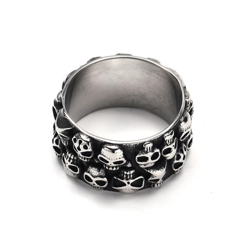 Vinger Ring in edelstaal, 304 roestvrij staal, Schedel, mode sieraden & verschillende grootte voor keus & voor de mens, oorspronkelijke kleur, Verkocht door PC