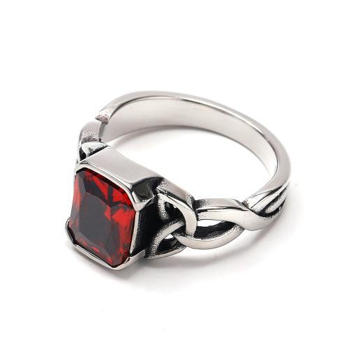 Bague en acier inoxydable zircons cubiques, Acier inoxydable 304, avec zircon cubique, bijoux de mode & normes différentes pour le choix & pour homme, plus de couleurs à choisir, Vendu par PC