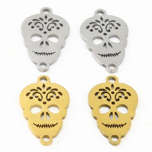 Roestvrij staal Skull Hangers, 304 roestvrij staal, Schedel, plated, DIY, meer kleuren voor de keuze, 19.70x11.10x0.90mm, Verkocht door PC