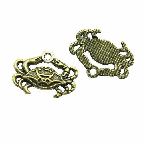 Zinc Alloy Animal Pendler, Krabbe, antik bronze farve forgyldt, Vintage & mode smykker & du kan DIY, 14x20mm, Solgt af PC