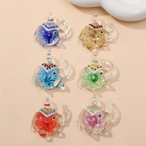 المعلقات Lampwork موضة, امبورك, فيل, مجوهرات الموضة & ديي, المزيد من الألوان للاختيار, 44x42mm, 12أجهزة الكمبيوتر/حقيبة, تباع بواسطة حقيبة