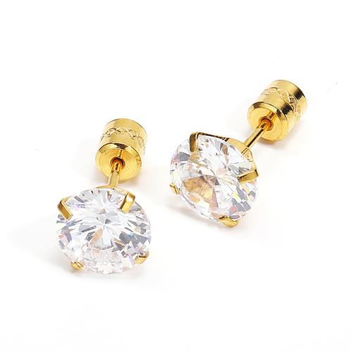 Roestvrij staal Stud Earrings, 304 roestvrij staal, met Cubic Zirconia, mode sieraden & uniseks, meer kleuren voor de keuze, Verkocht door PC