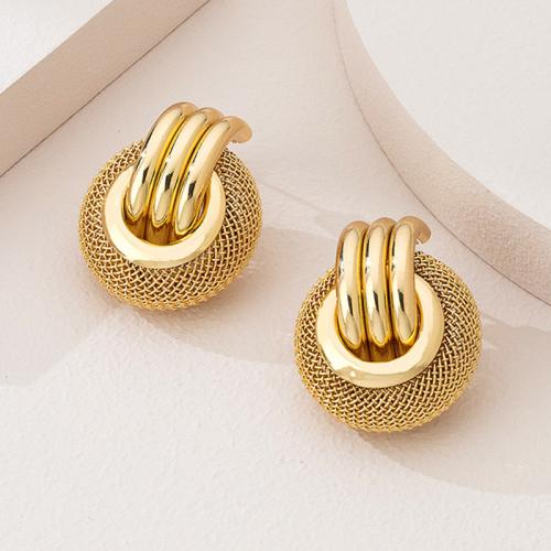 Zinklegering oorknoppen, Zinc Alloy, gold plated, voor vrouw, nikkel, lood en cadmium vrij, Verkocht door pair