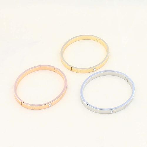 Zinc Alloy Bangle with Iron plated fashion jewelry & with rhinestone nickel lead & cadmium free Sold By Bag