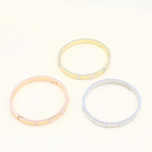 Zinc Alloy Bangle with Iron plated fashion jewelry & with rhinestone nickel lead & cadmium free Sold By Bag