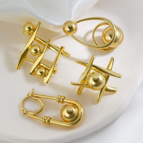 Brass Stud Earring plated & for woman golden Sold By Pair