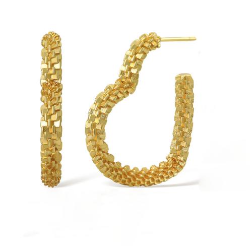 Brass Stud Earring plated & for woman golden Sold By Pair