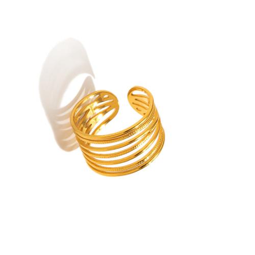 Bague en acier inoxydable, Acier inoxydable 304, Placage, pour femme, doré, Taille:7, Vendu par PC