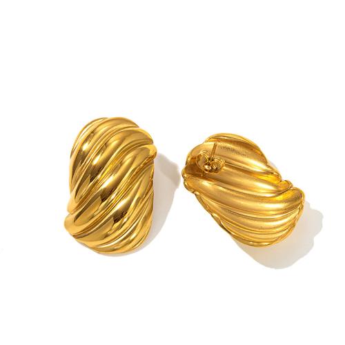 Stainless Steel Stud Earrings 304 Stainless Steel plated for woman golden Sold By Pair