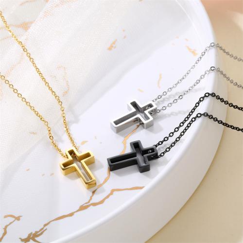 Titanium Steel Necklace Cross plated Unisex Length Approx 41-50 cm Sold By PC