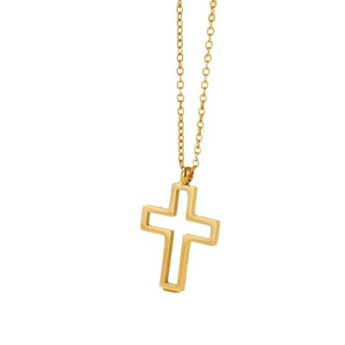 Titanium Steel Necklace Cross plated Unisex Length Approx 41-50 cm Sold By PC