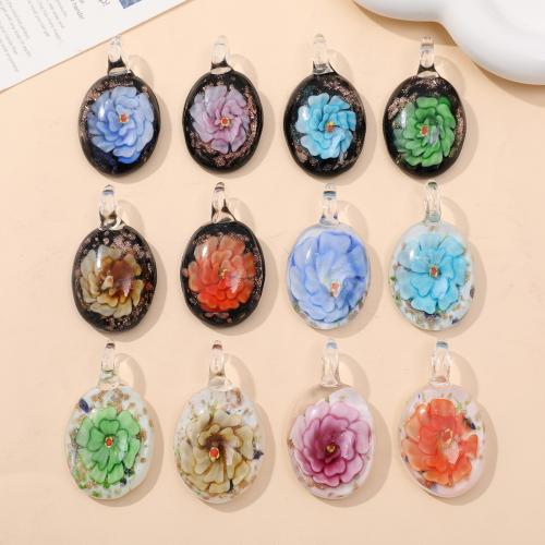 Fashion Lampwork Pendants Flat Oval fashion jewelry & DIY Sold By Bag