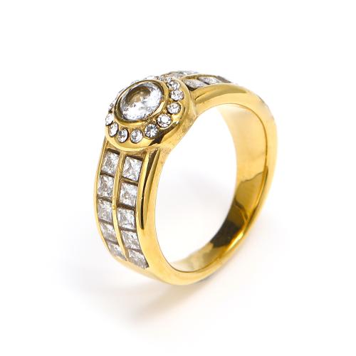 Anillo de dedo del acero inoxidable del Zirconia cúbico, acero inoxidable 304, Joyería & diverso tamaño para la opción & micro arcilla de zirconia cúbica & para mujer, más colores para la opción, Vendido por UD