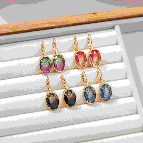 Brass Drop Earring with Glass plated fashion jewelry nickel lead & cadmium free Sold By Pair