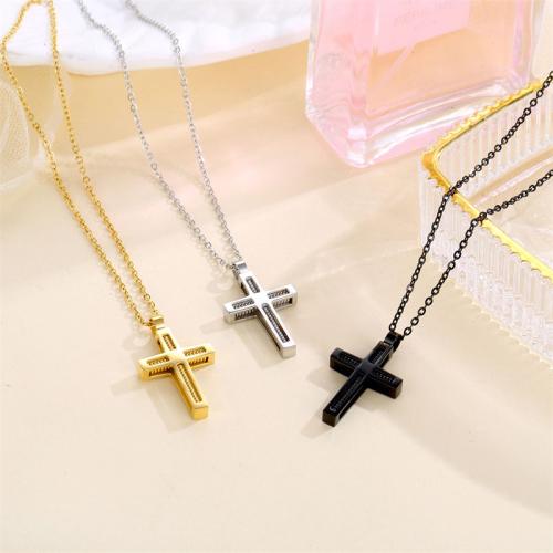 Titanium Steel Necklace Cross plated Unisex Length Approx 41-50 cm Sold By PC