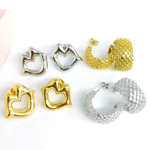 Stainless Steel Stud Earrings 304 Stainless Steel plated & for woman Sold By Pair