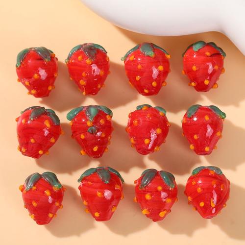 Handgemaakte Lampwork Beads, Aardbei, mode sieraden & DIY, gemengde kleuren, 15x14mm, Verkocht door PC