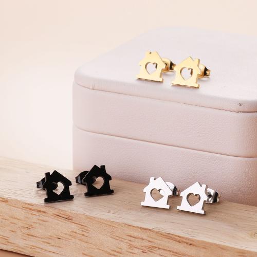 Roestvrij staal Stud Earrings, 304 roestvrij staal, Huis, mode sieraden & voor vrouw & hol, meer kleuren voor de keuze, 9x9mm, 12paren/Bag, Verkocht door Bag