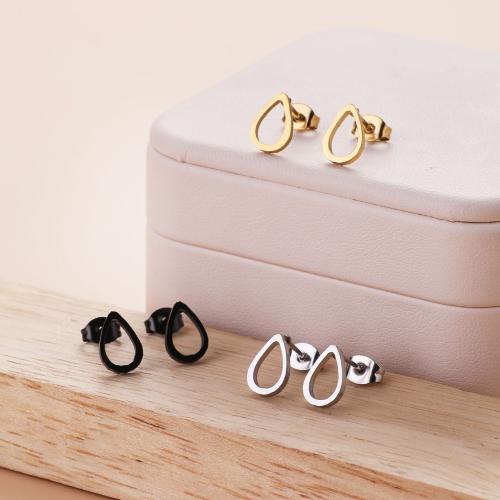 Roestvrij staal Stud Earrings, 304 roestvrij staal, Traan, mode sieraden & voor vrouw & hol, meer kleuren voor de keuze, 7x10mm, 12paren/Bag, Verkocht door Bag