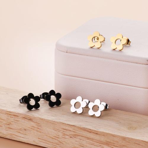 Roestvrij staal Stud Earrings, 304 roestvrij staal, Bloem, mode sieraden & voor vrouw & hol, meer kleuren voor de keuze, 10x10mm, 12paren/Bag, Verkocht door Bag