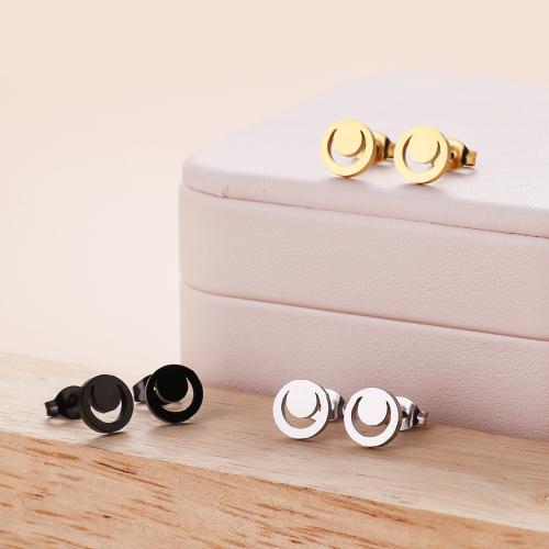 Roestvrij staal Stud Earrings, 304 roestvrij staal, Rond plat, mode sieraden & voor vrouw & hol, meer kleuren voor de keuze, 8x8mm, 12paren/Bag, Verkocht door Bag